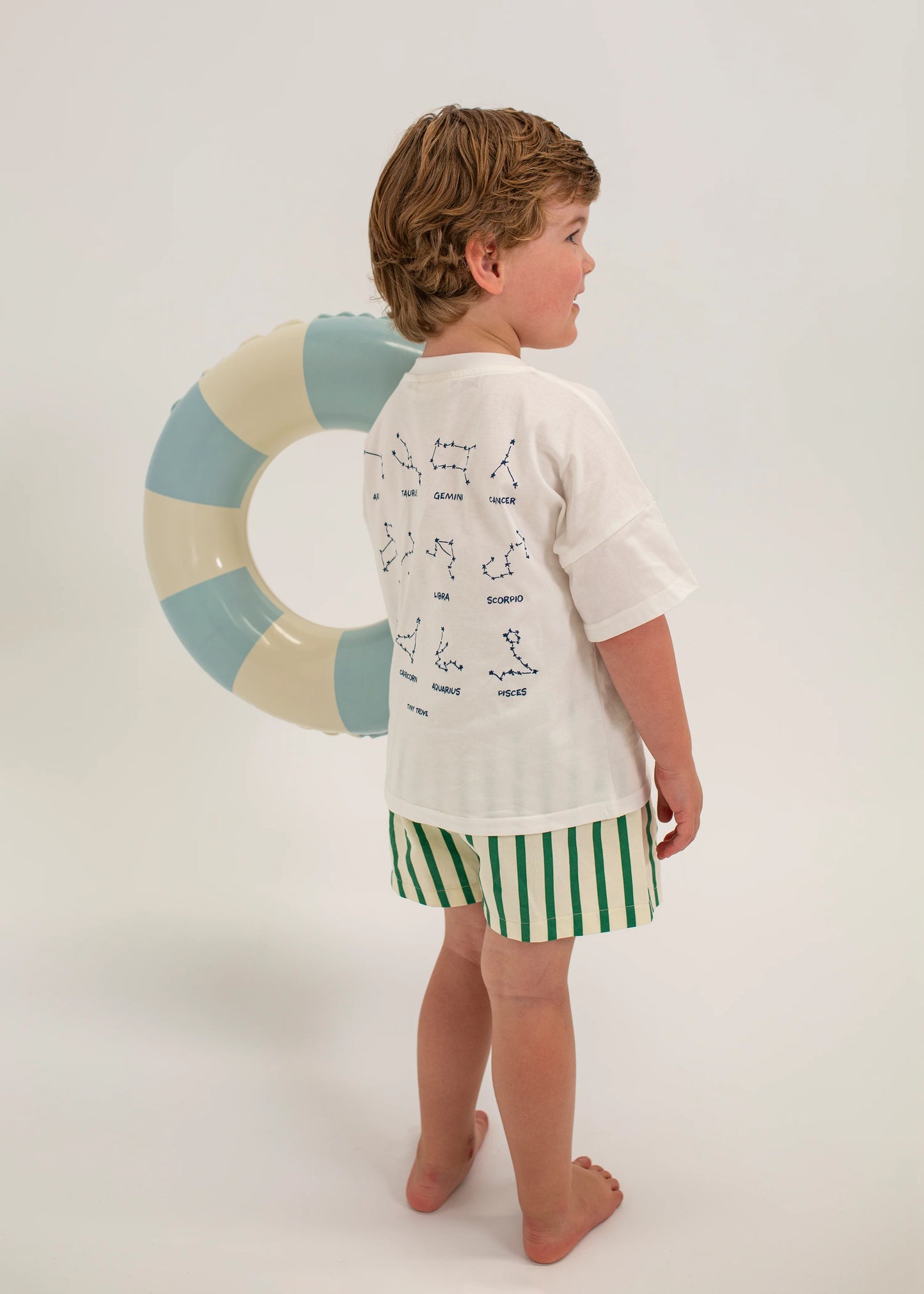 Benji Stripe Cotton Shorts Green