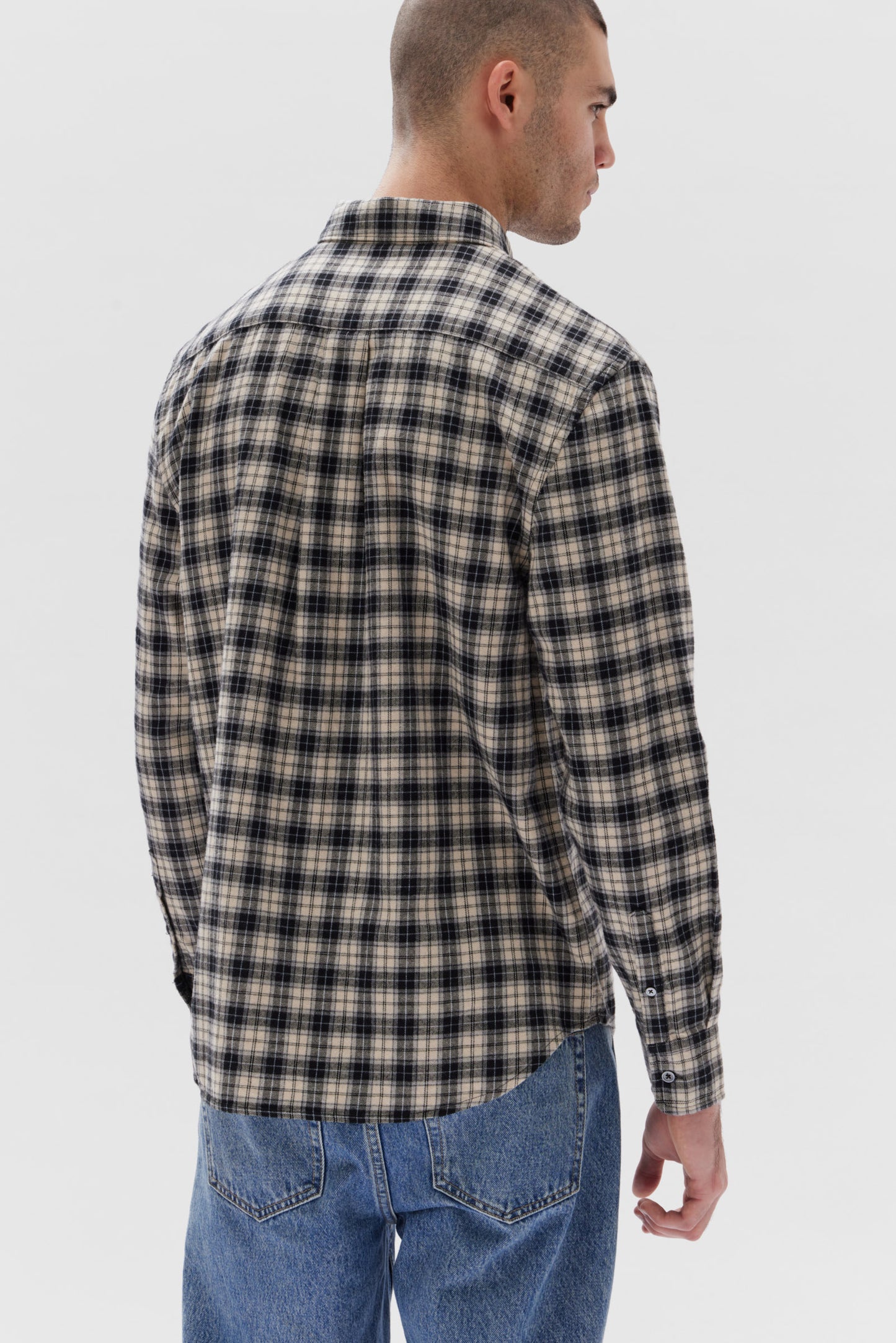 Mens Brushed Flannel Check Shirt Navy