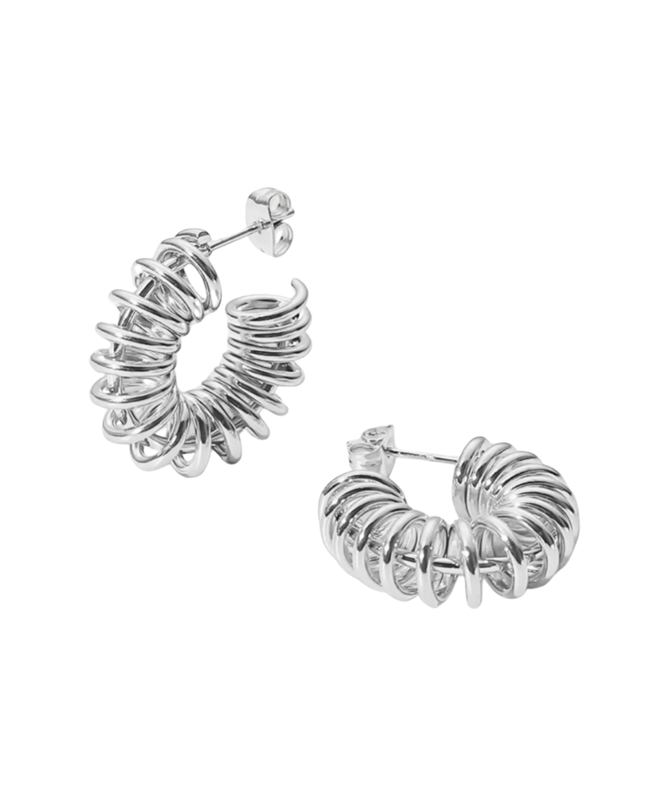 Spring Hoop Earrings Silver