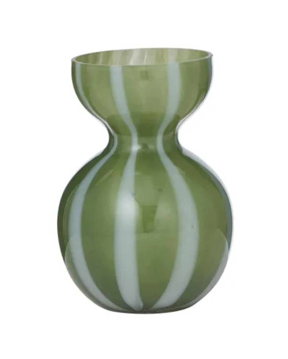 Bobbi Glass Vase Olive/White