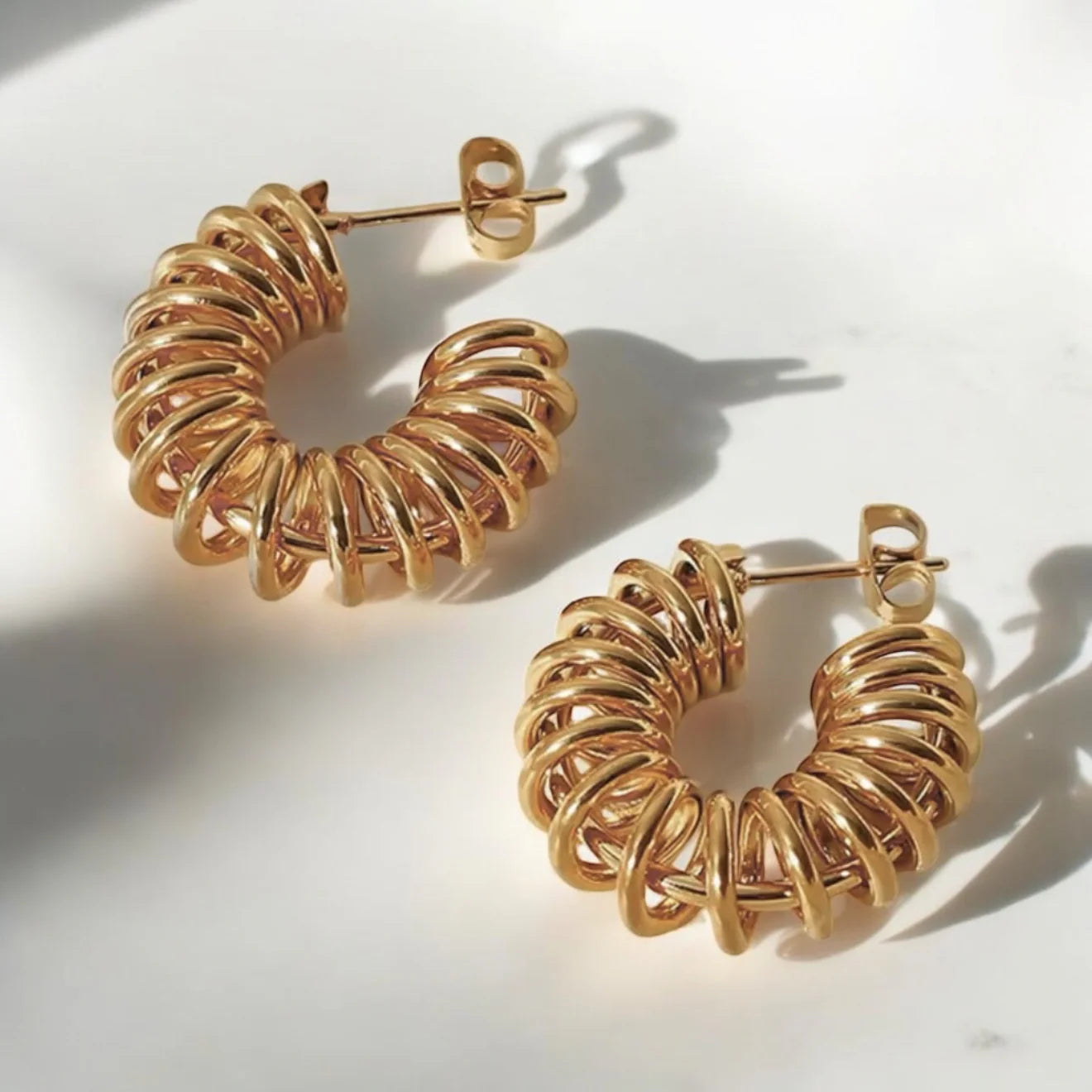 Spring Hoop Earrings Gold