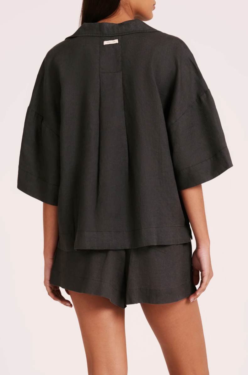 Linen Lounge Shirt Coal