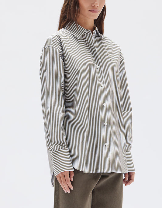 Stripe Poplin Shirt Spruce