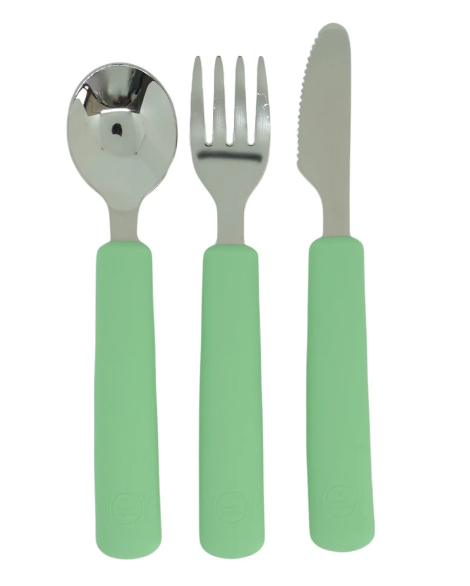 3 Piece Kids Cutlery Set Green
