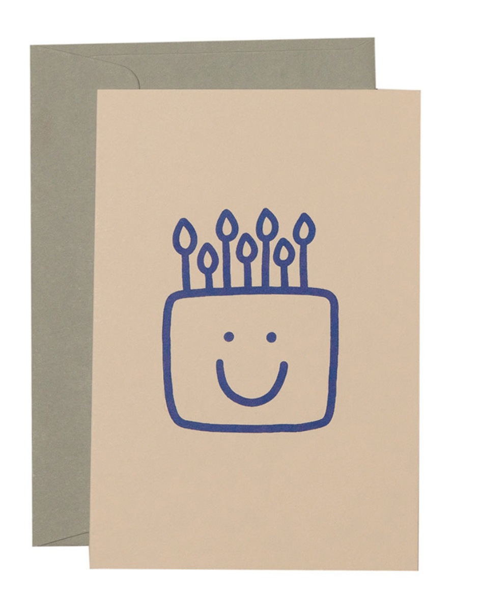 Smiley Cake Card Cobalt