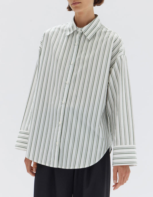 Tala Poplin Shirt Forest Stripe