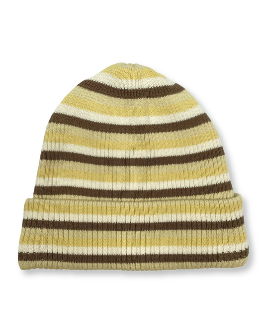Knitted Stripe Beanie Clay Lime