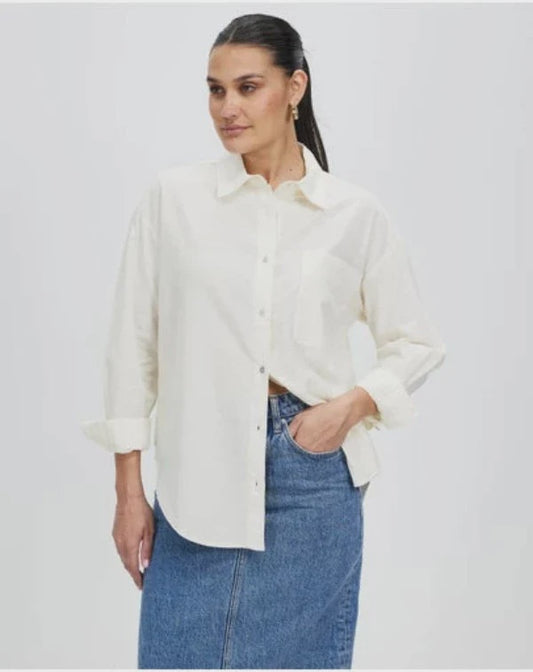 Grace Linen LS Shirt White