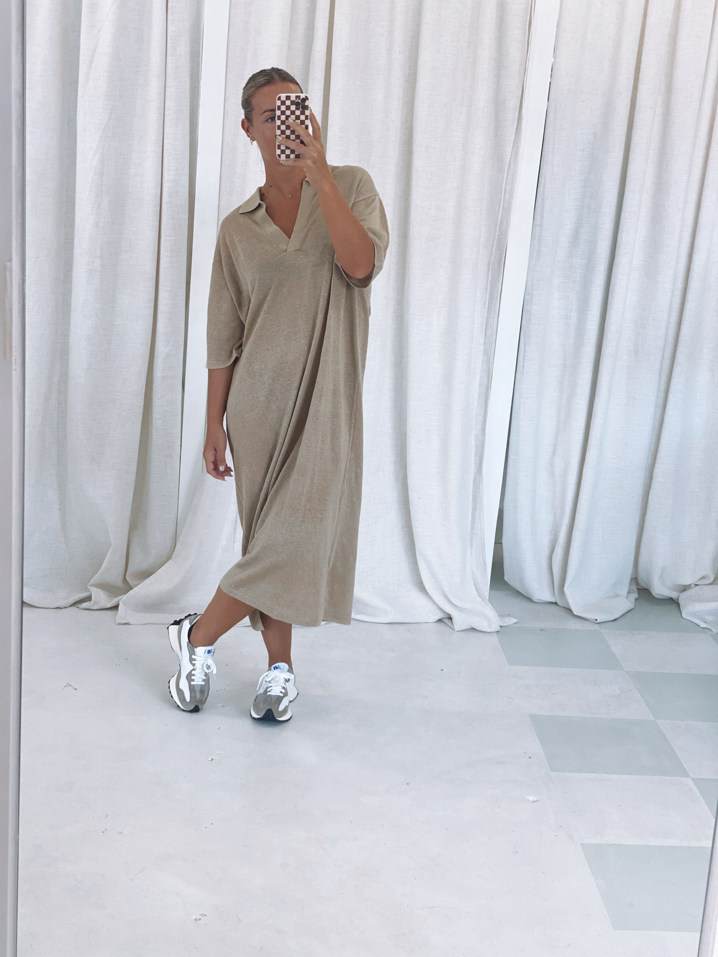 Umi Linen Knit Dress Almond