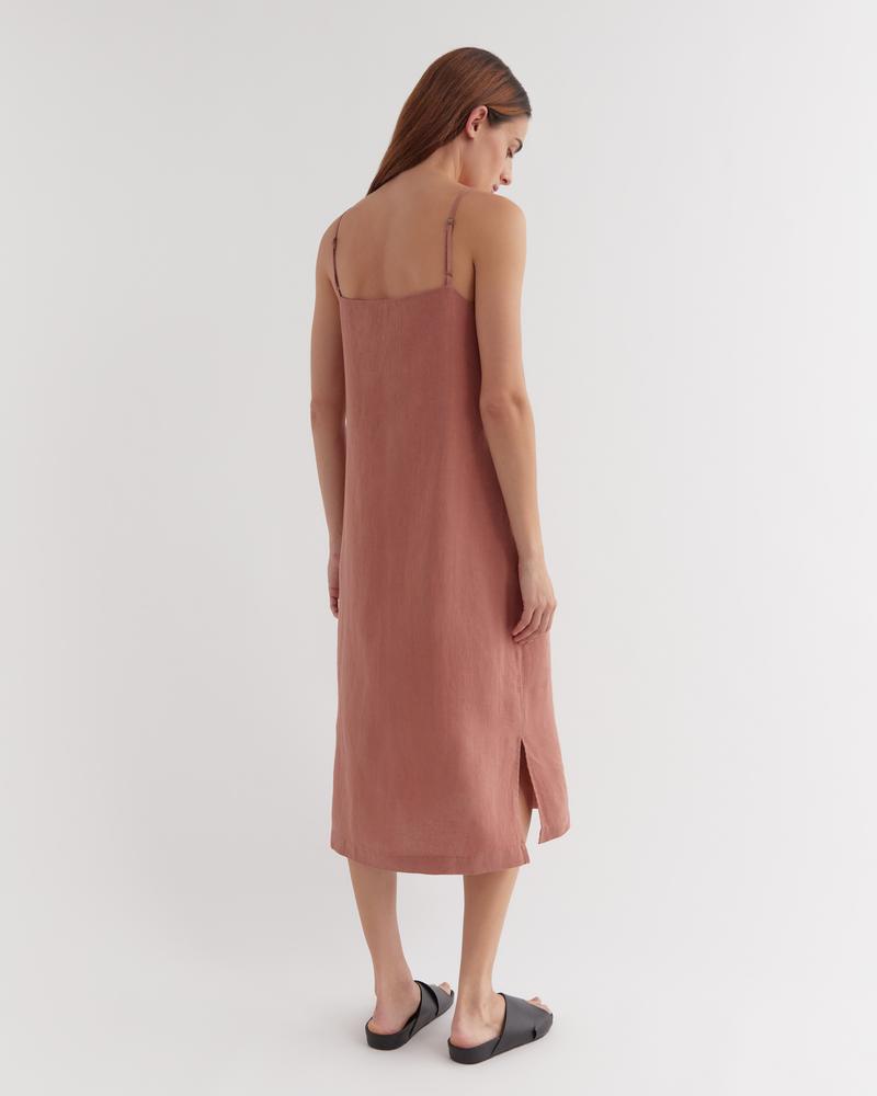 Linen Slip Dress Brick