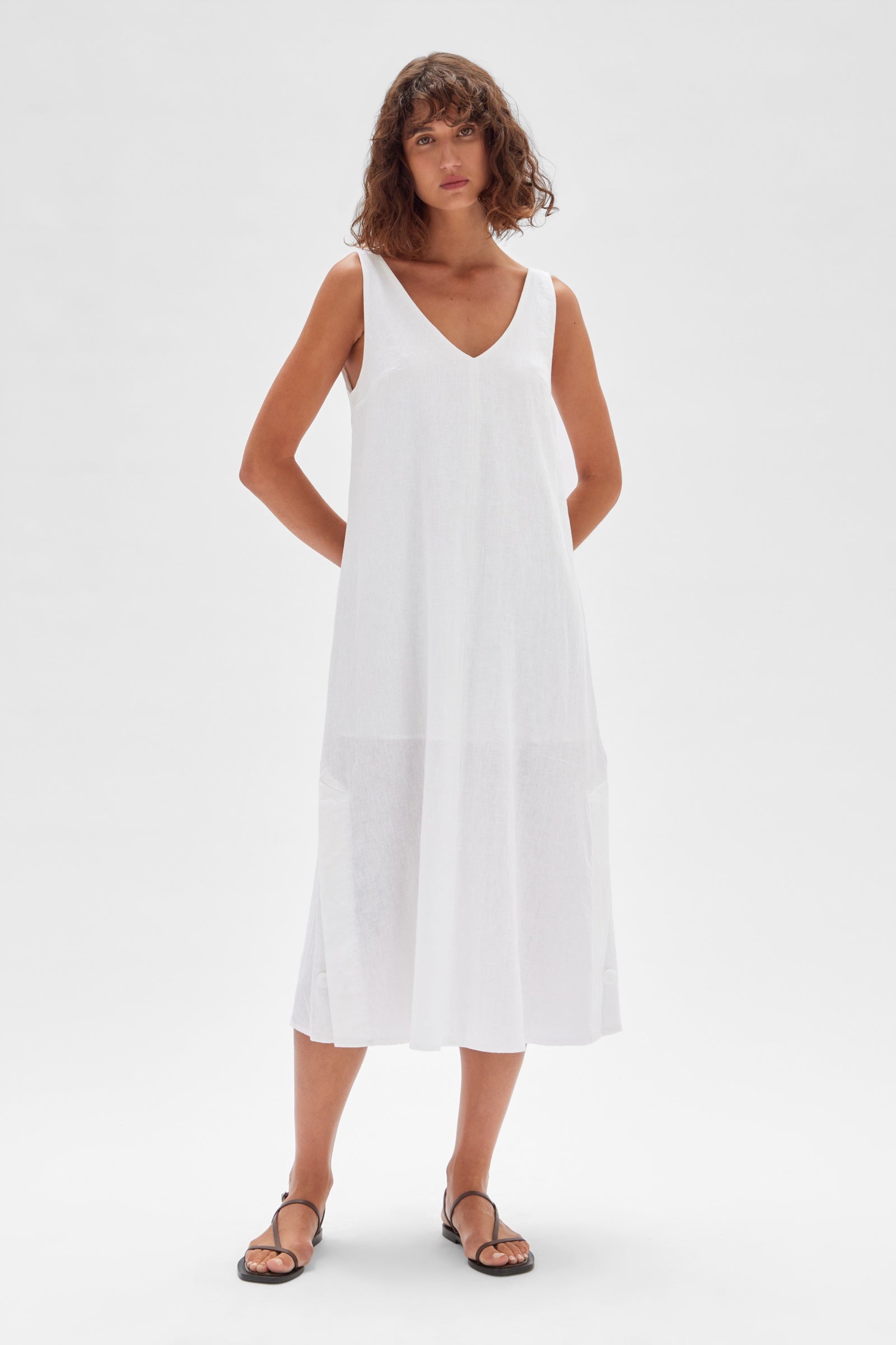 assembly label white linen dress Assembly Label | Maree Linen Midi Dress