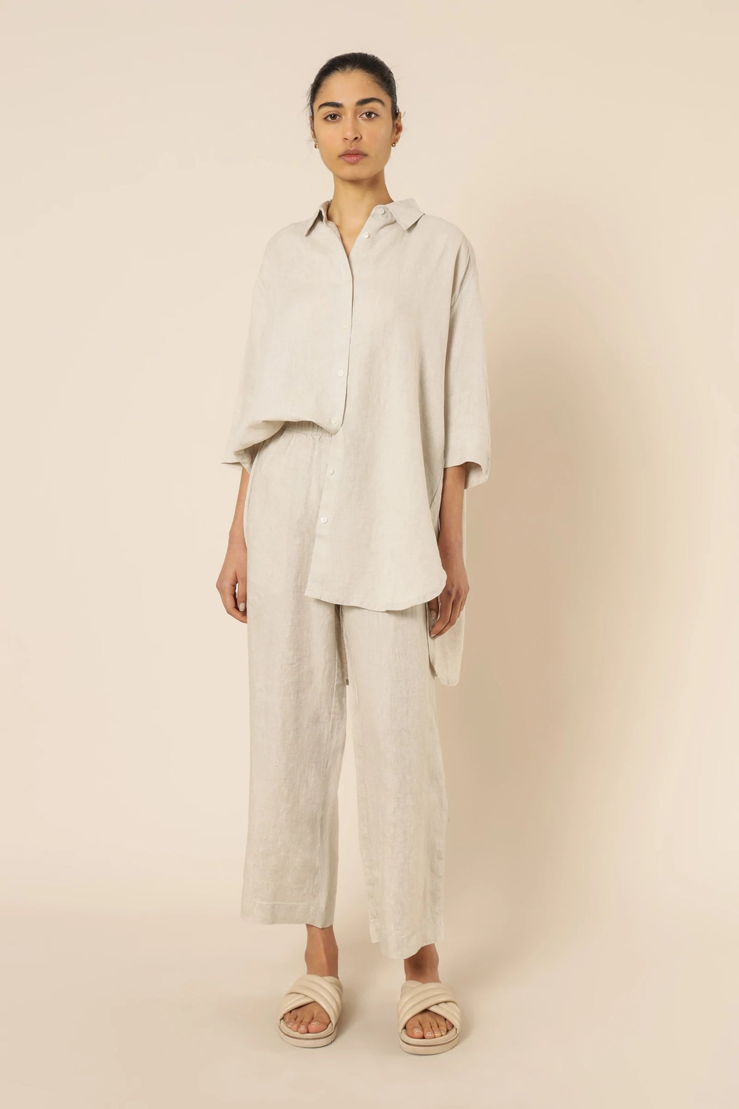 Linen Lounge Crop Pant Natural