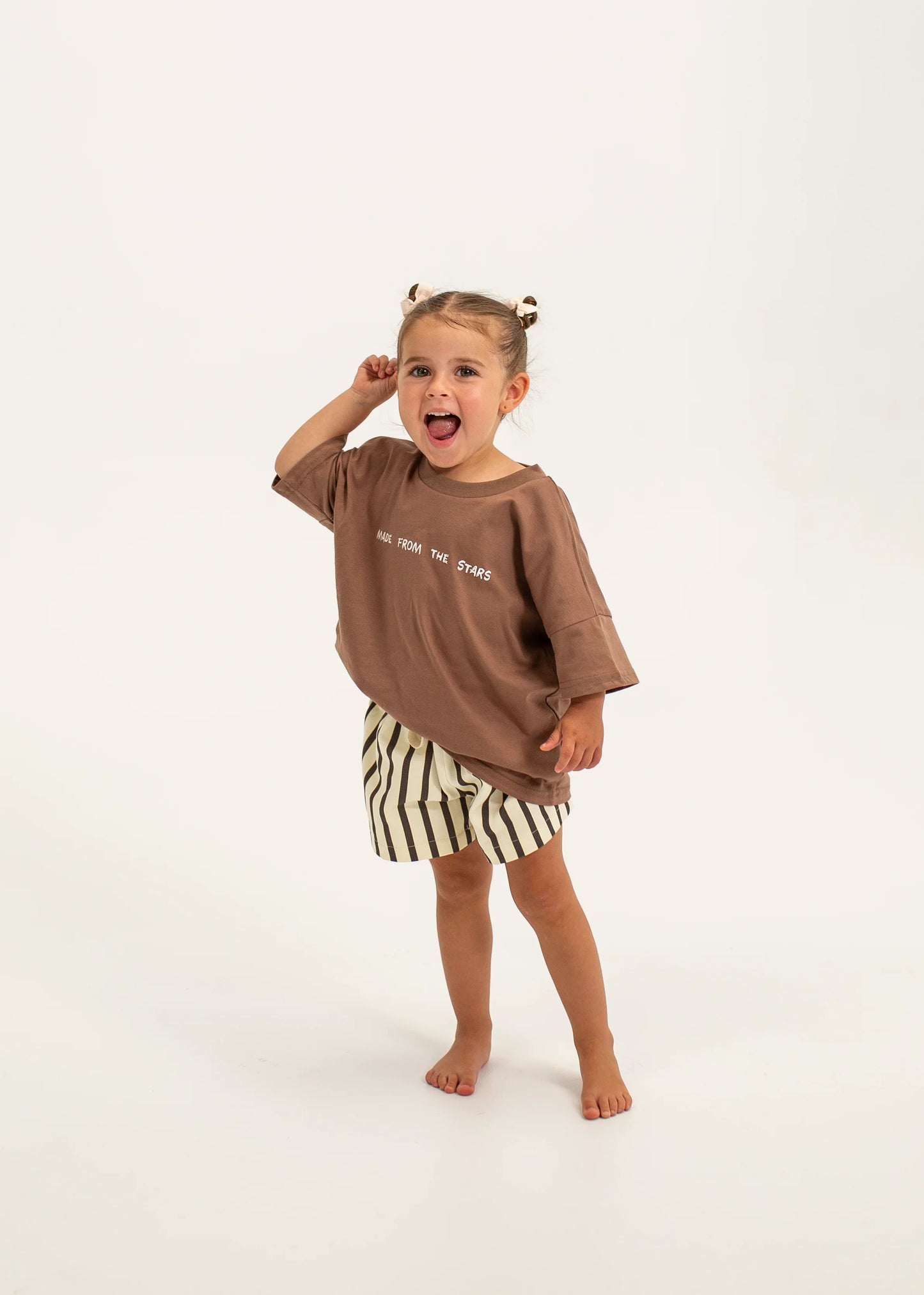 Benji Stripe Cotton Shorts Cocoa