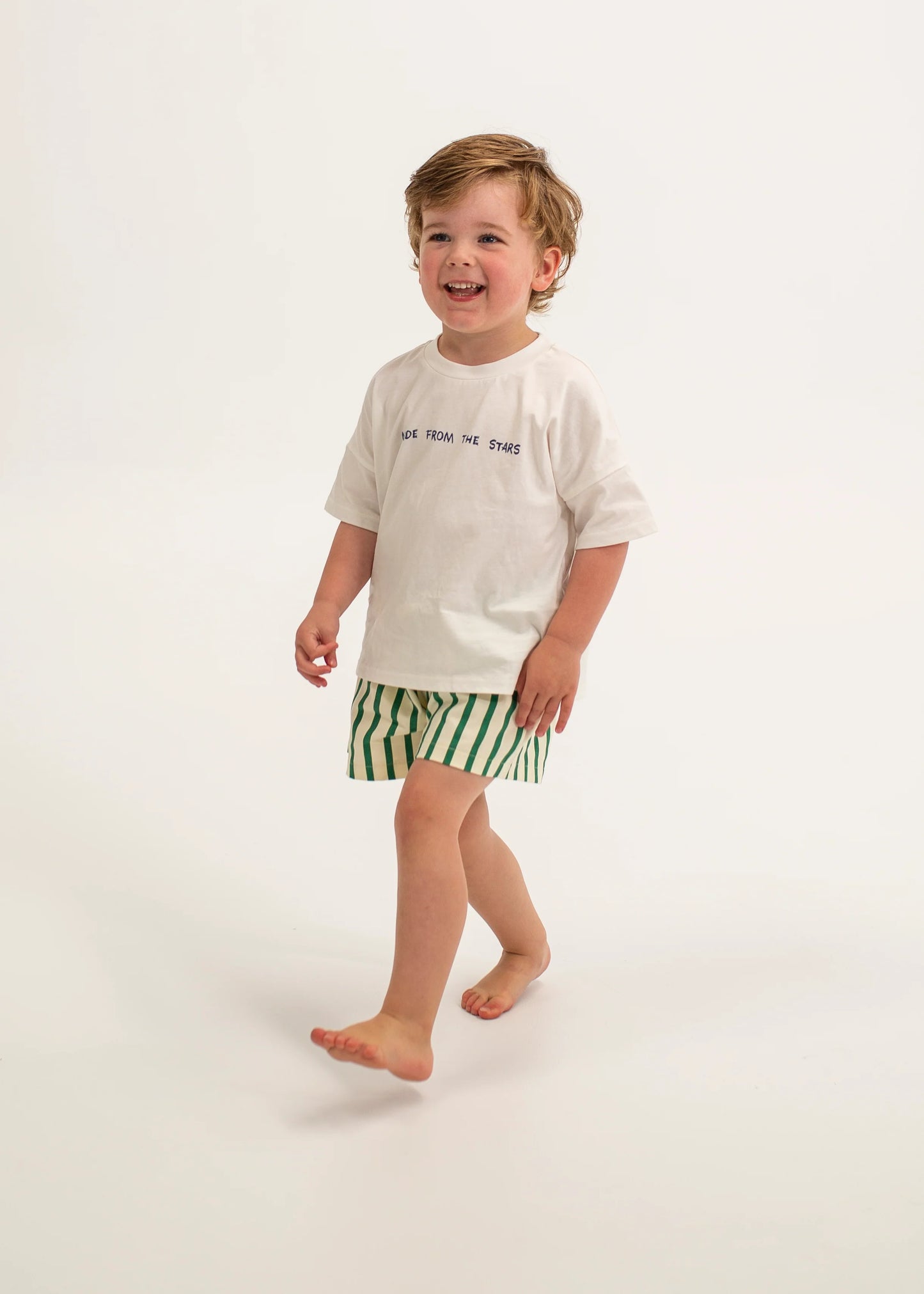 Benji Stripe Cotton Shorts Green