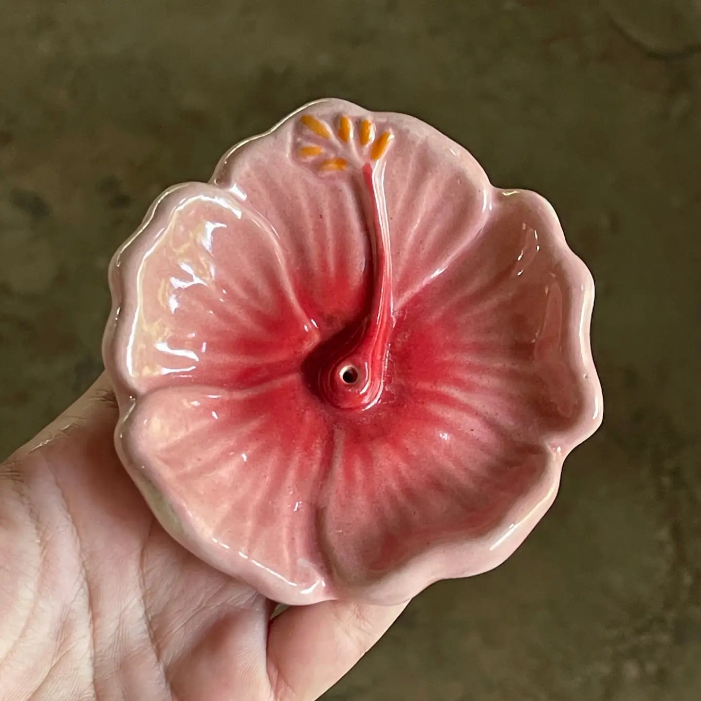 Hibiscus Incense Holder Sunset Red