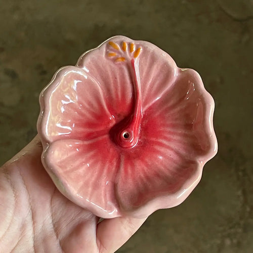 Hibiscus Incense Holder Sunset Red