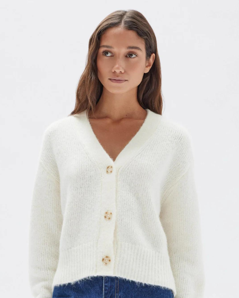 Evi Wool Knit Cardigan Cream