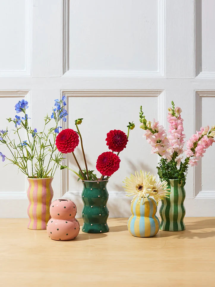 Palma Vase Green Pink Spotty