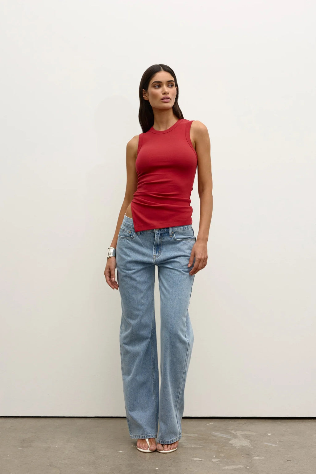 Lana Rouched Tank Red