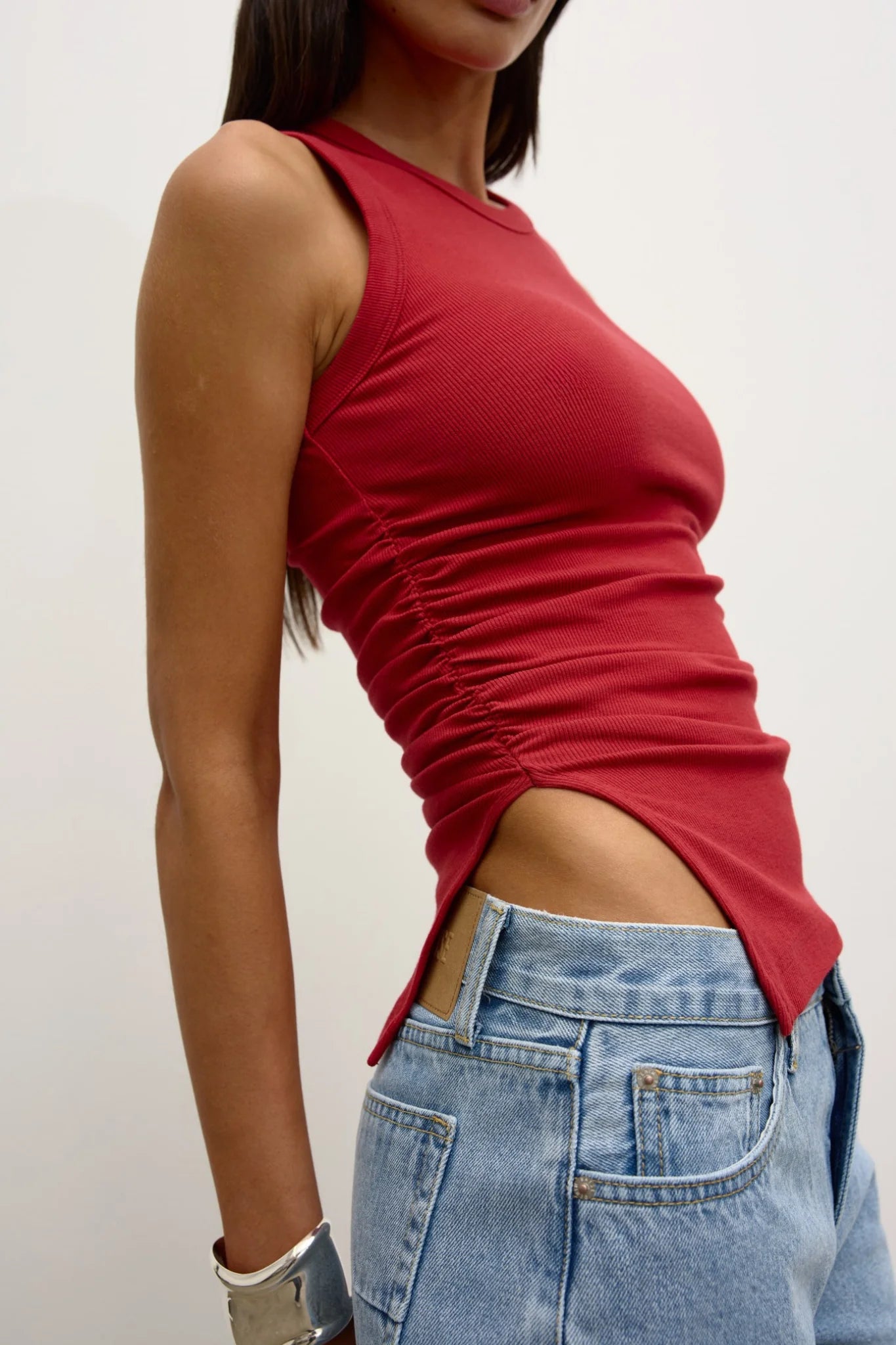 Lana Rouched Tank Red