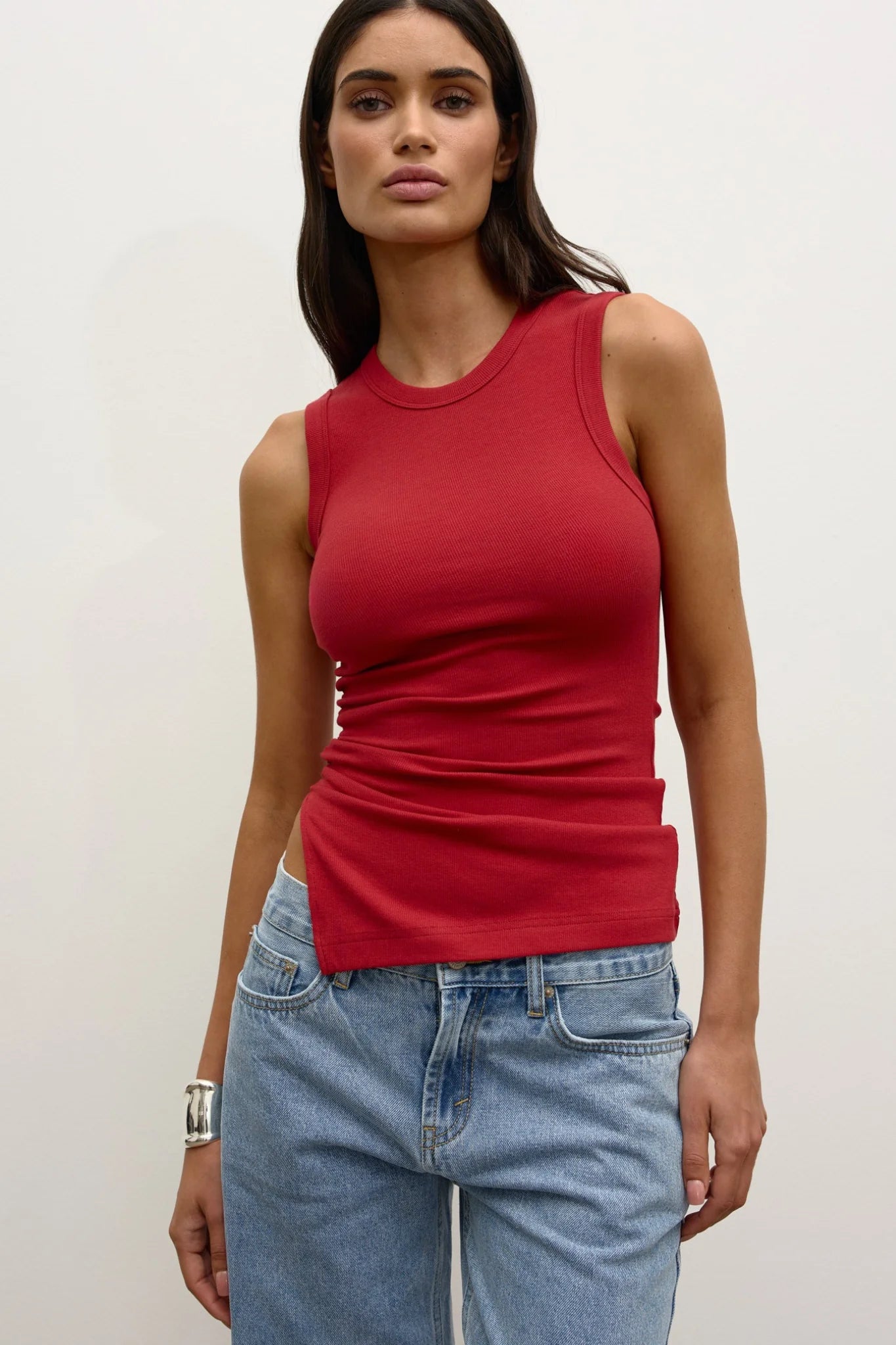 Lana Rouched Tank Red