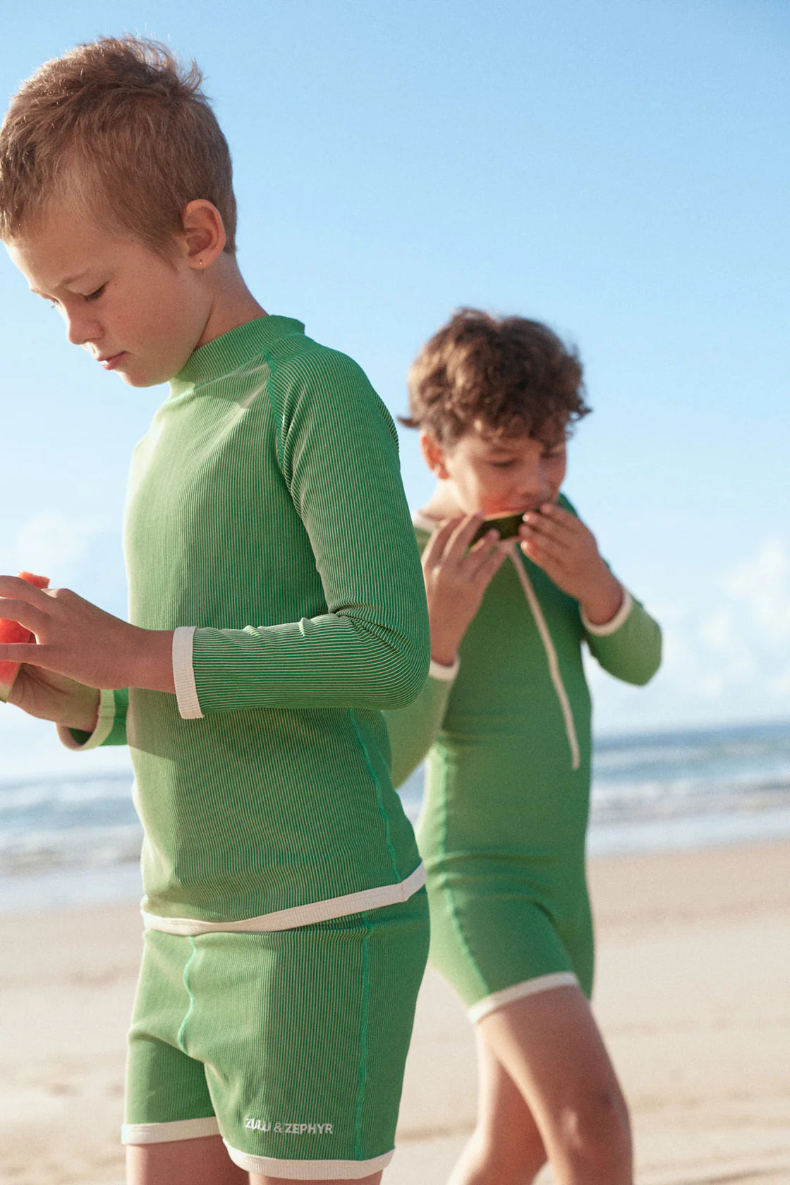 Mini Stripe Rashie Parrot Green