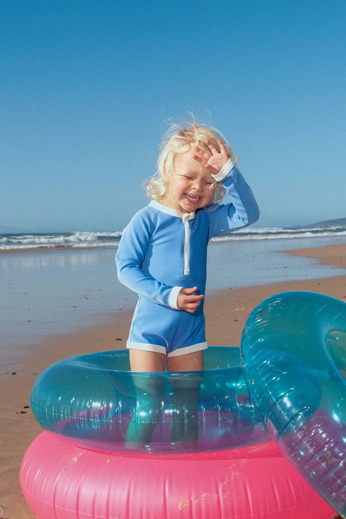 Mini Stripe Rashie Onesie Sky blue