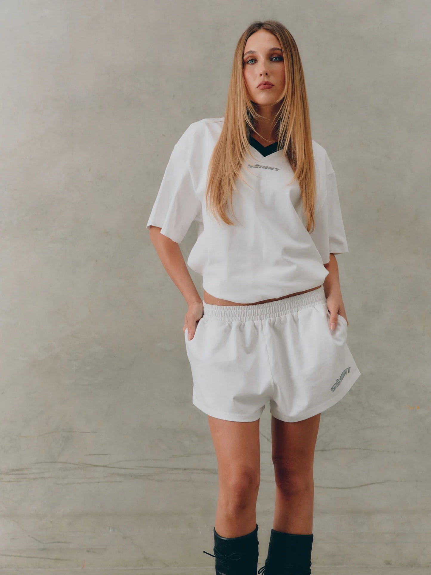 Reflective Logo Shorts White