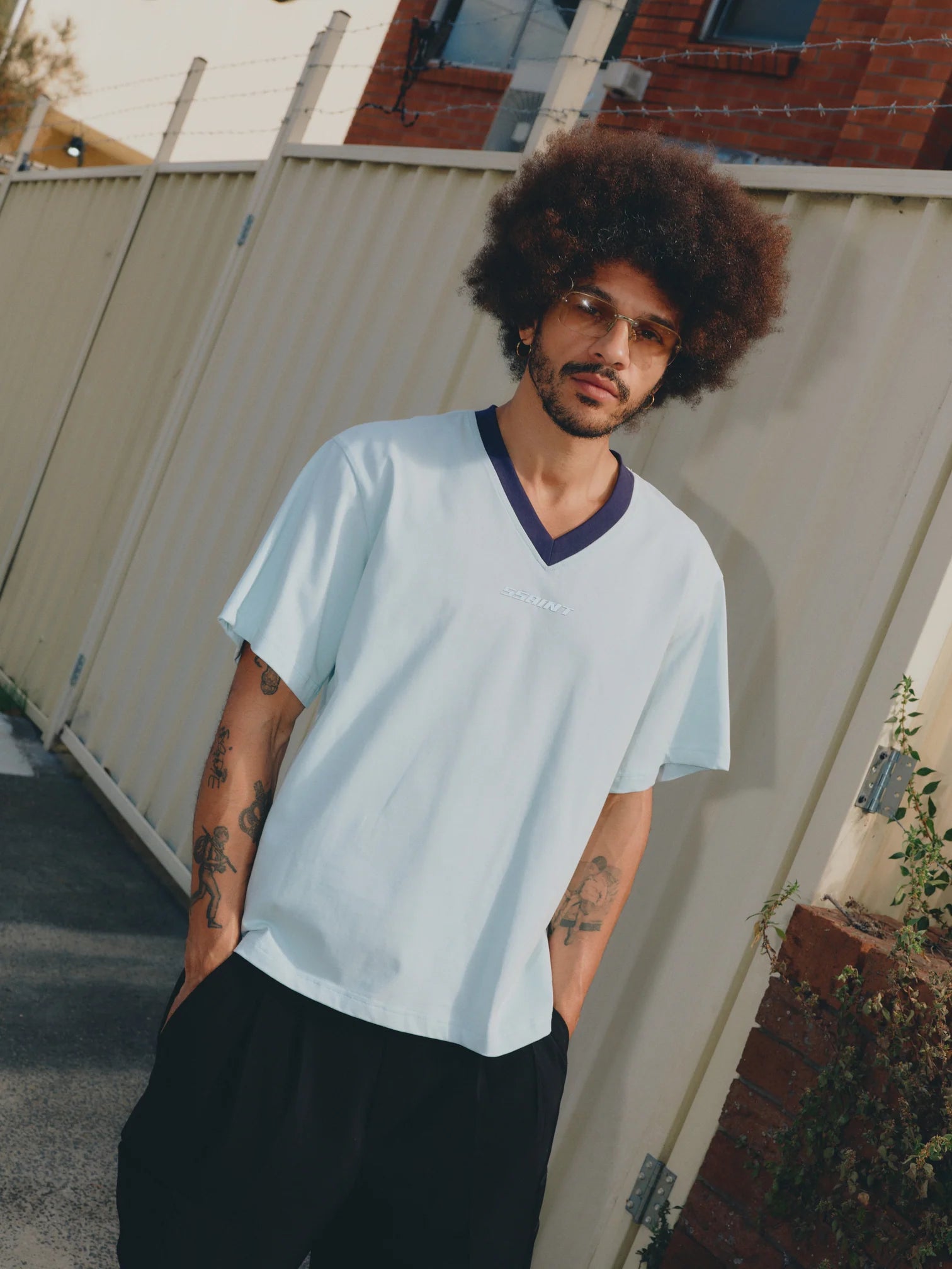 Reflective Tee V Neck Mint