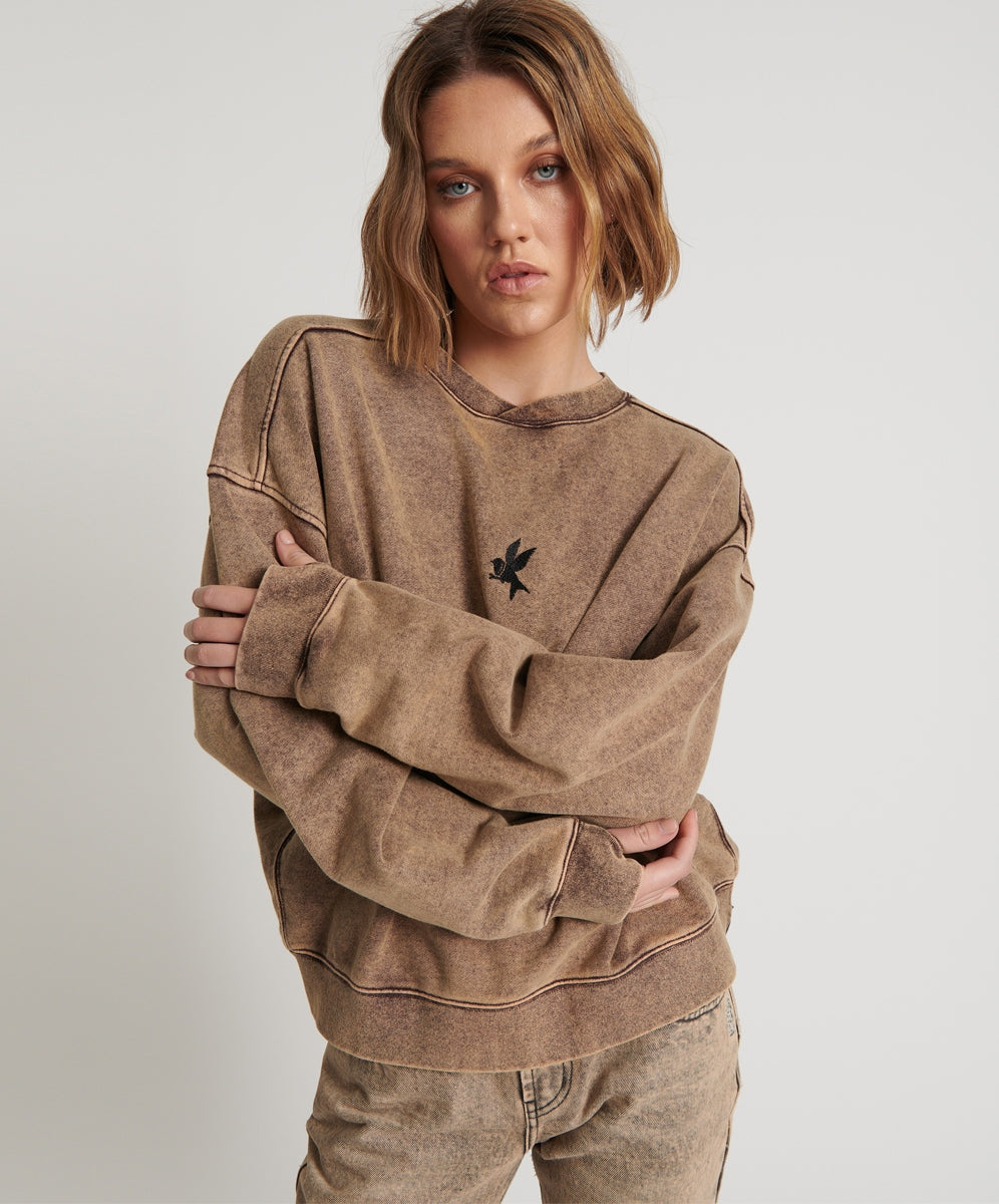 Rust Bower Bird Retro Sweater
