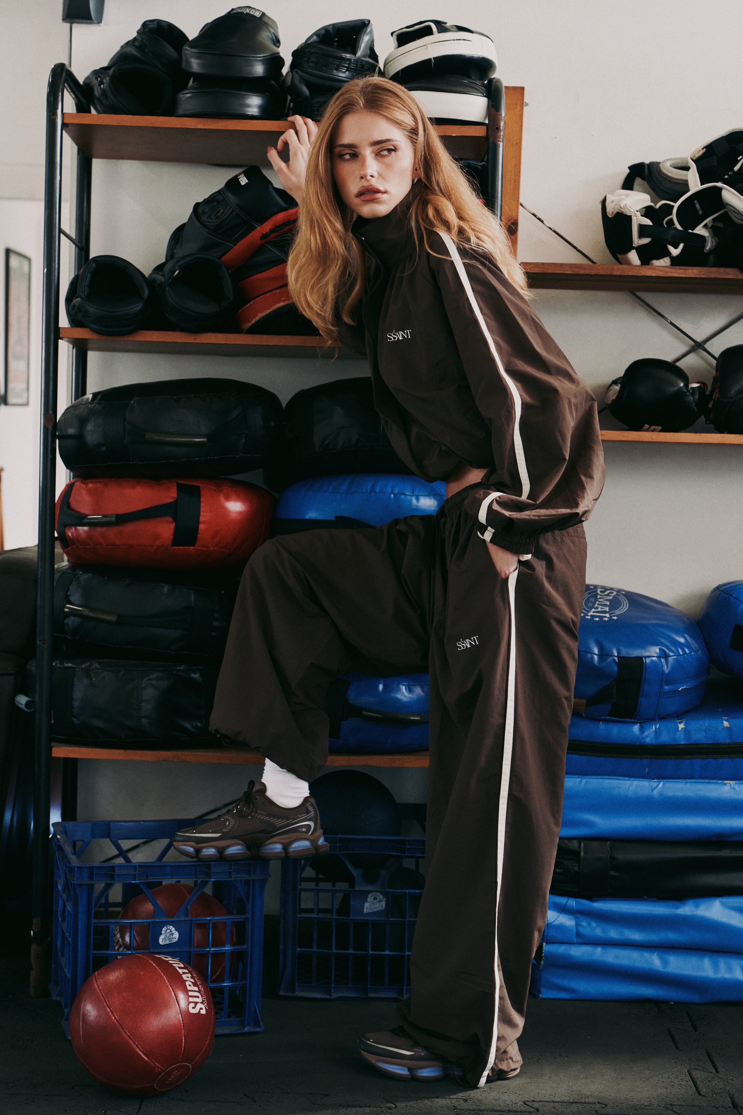 Windbreaker Loose Pant Brown