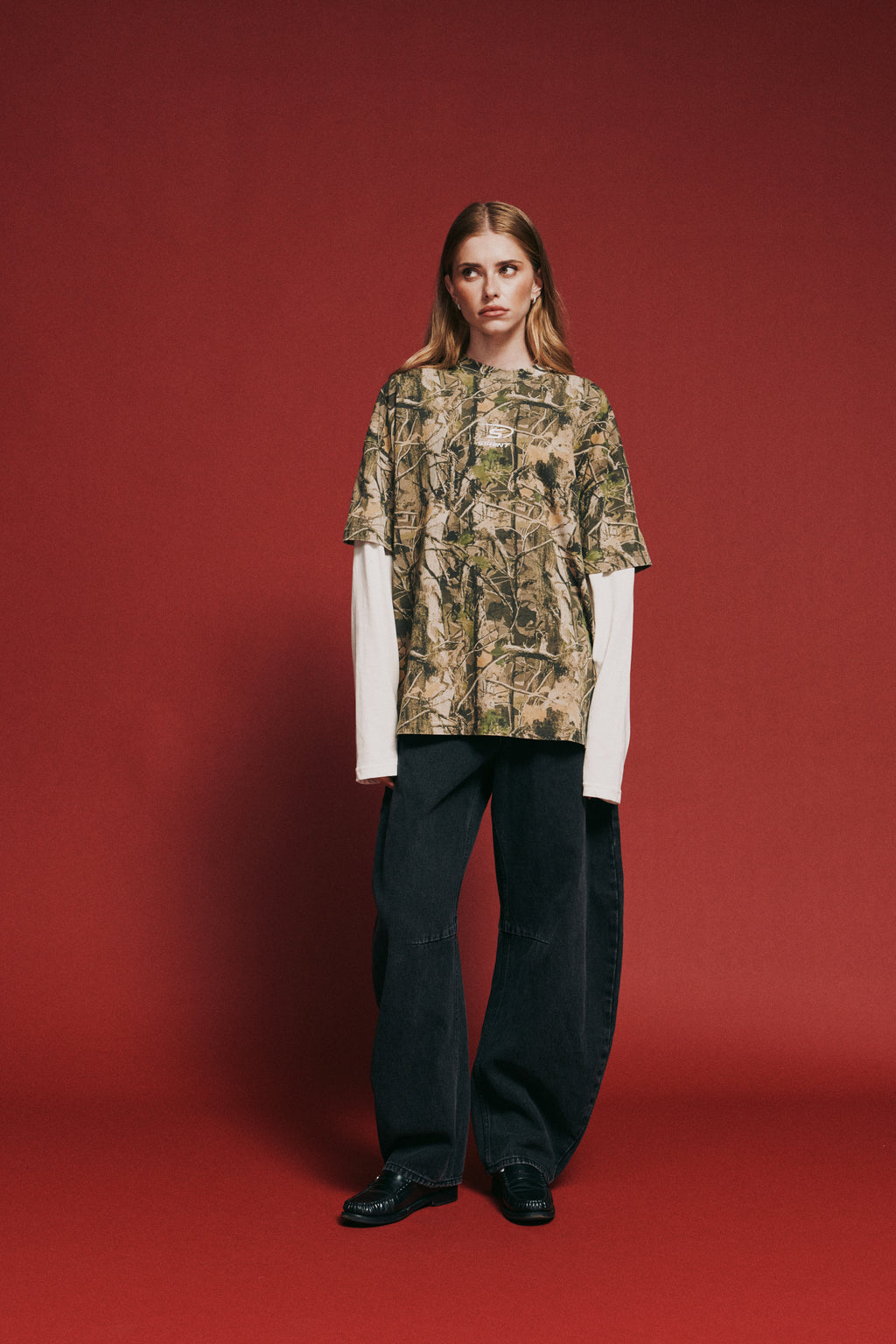 Boxy Layered Tee Vintage Camo