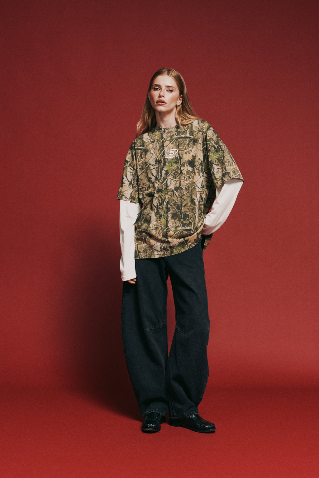 Boxy Layered Tee Vintage Camo