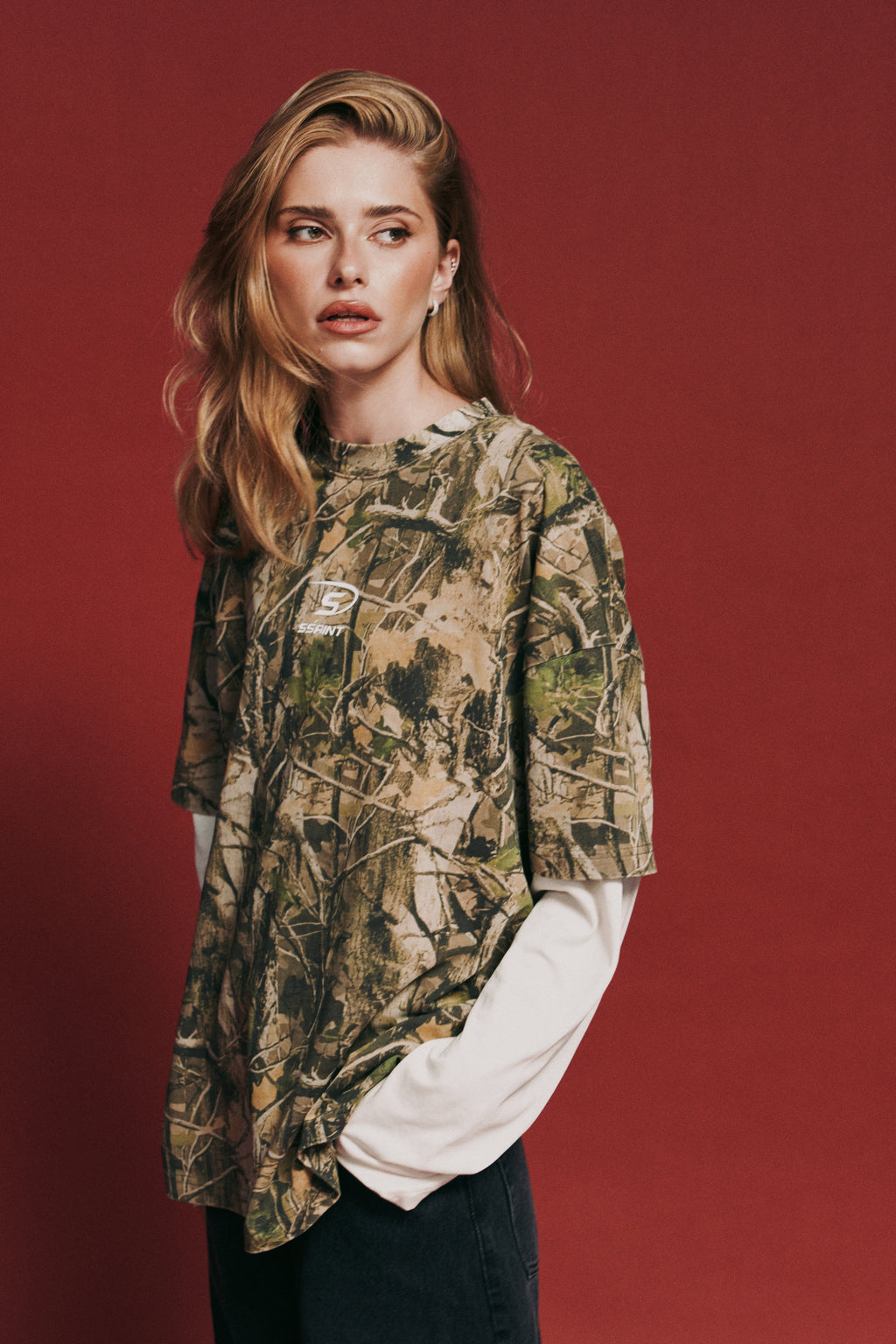Boxy Layered Tee Vintage Camo