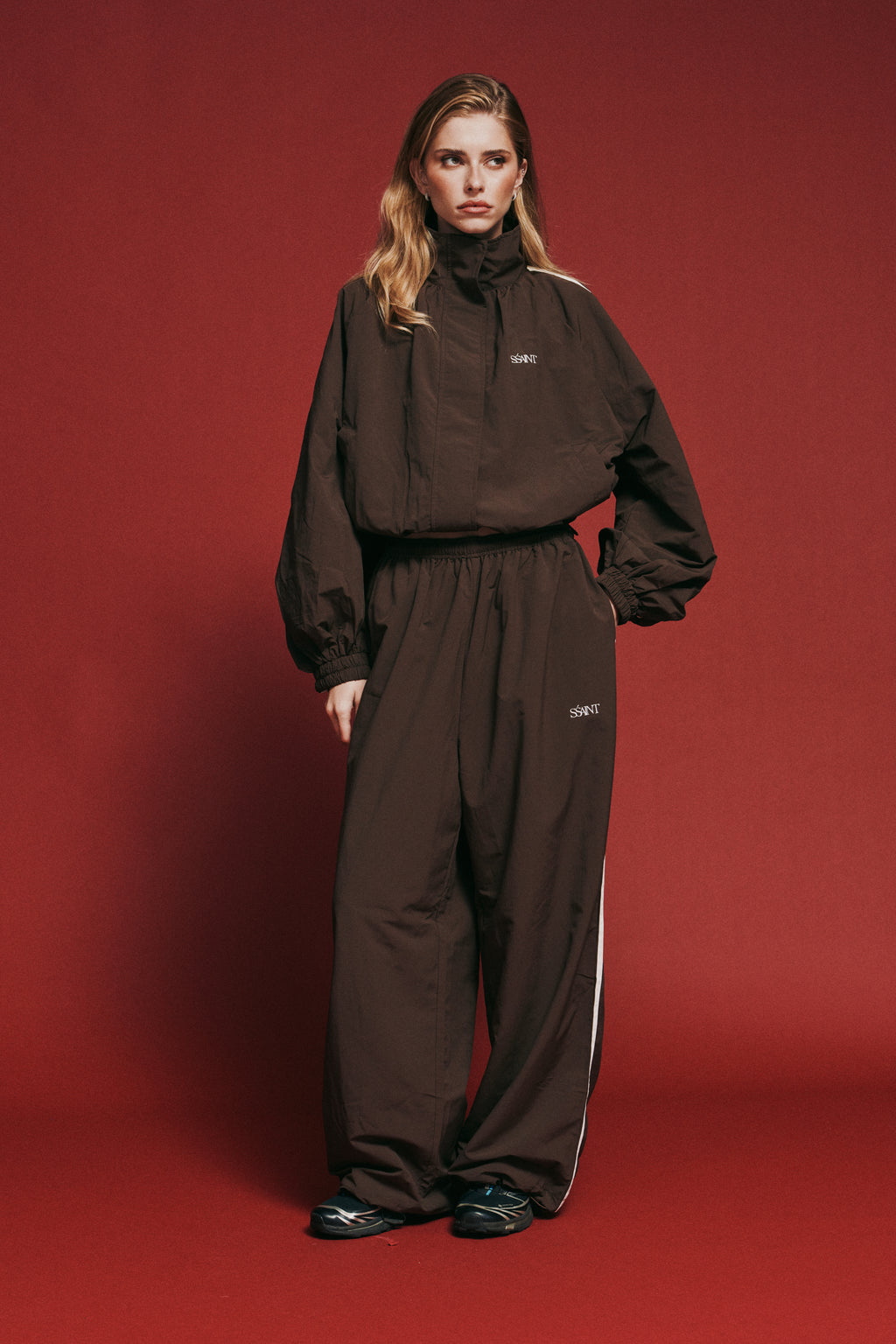 Windbreaker Loose Pant Brown