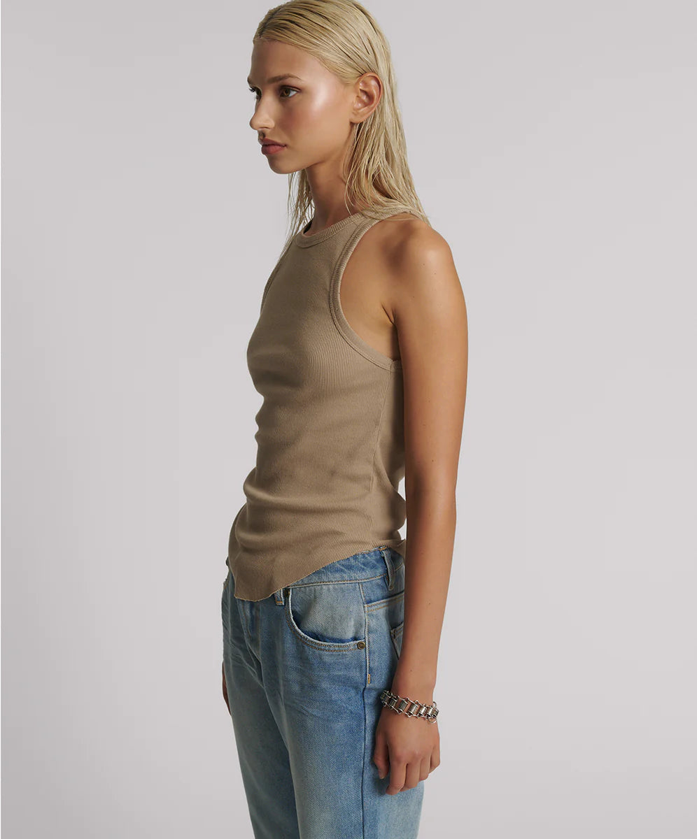 Distressed Ramone Rib Tank Sand