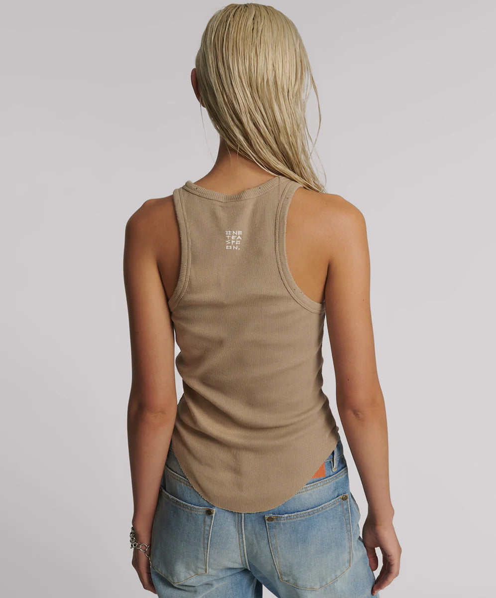 Distressed Ramone Rib Tank Sand