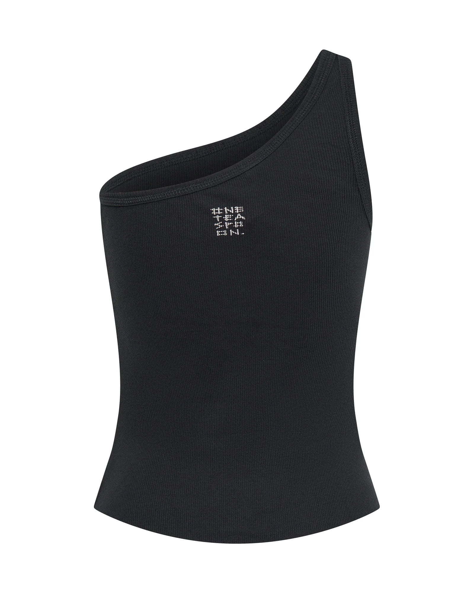 Asymmetrical Rib Tank Top Washed Black