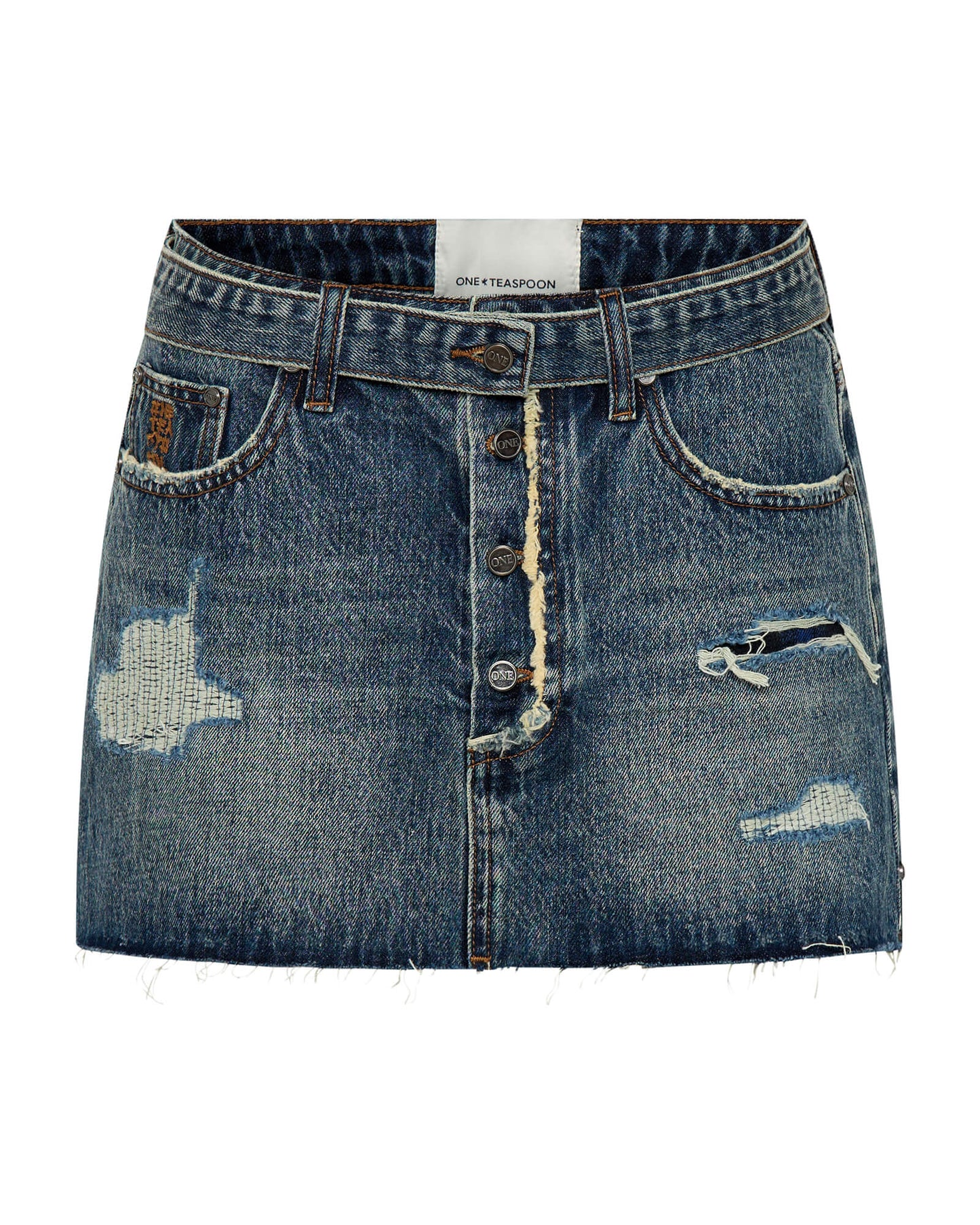 Belted Denim Mini Skirt