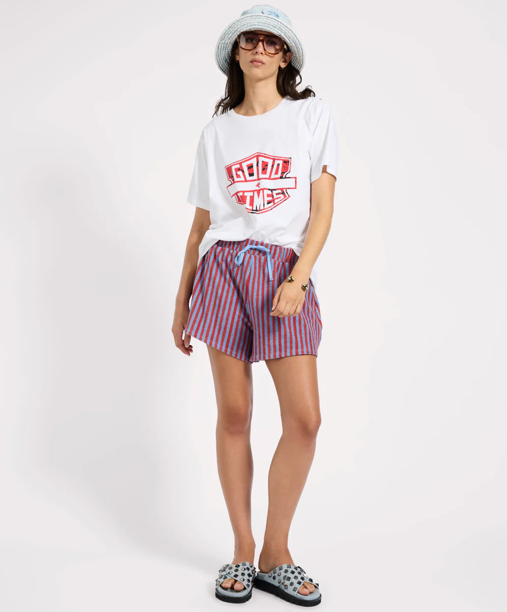 Terry Towel Shorts Red Blue