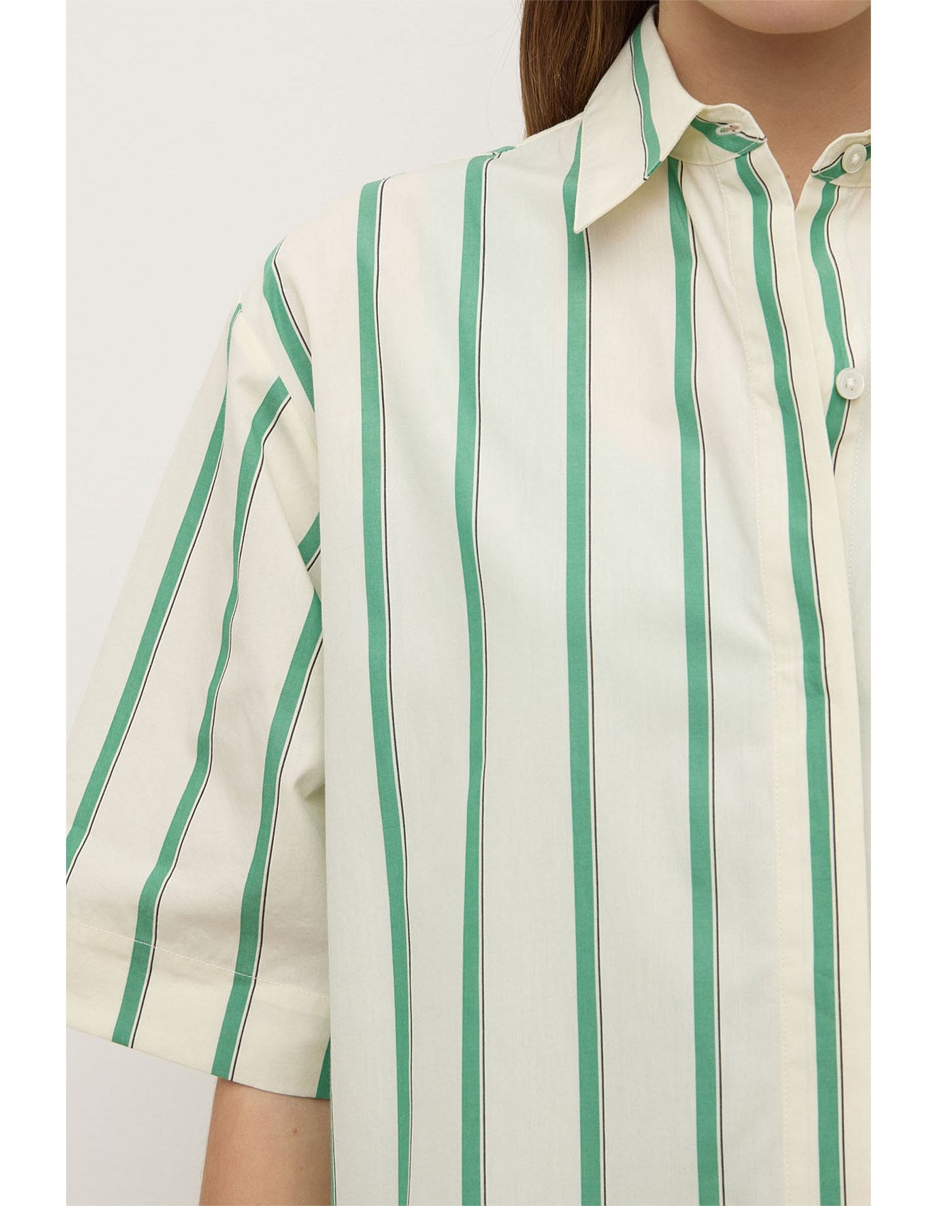 Agnes SS Stripe Shirt Green Butter