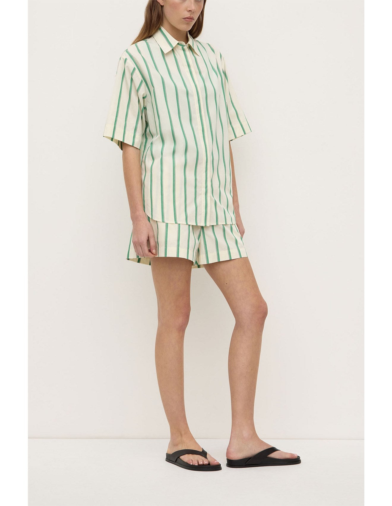 Agnes SS Stripe Short Green Butter