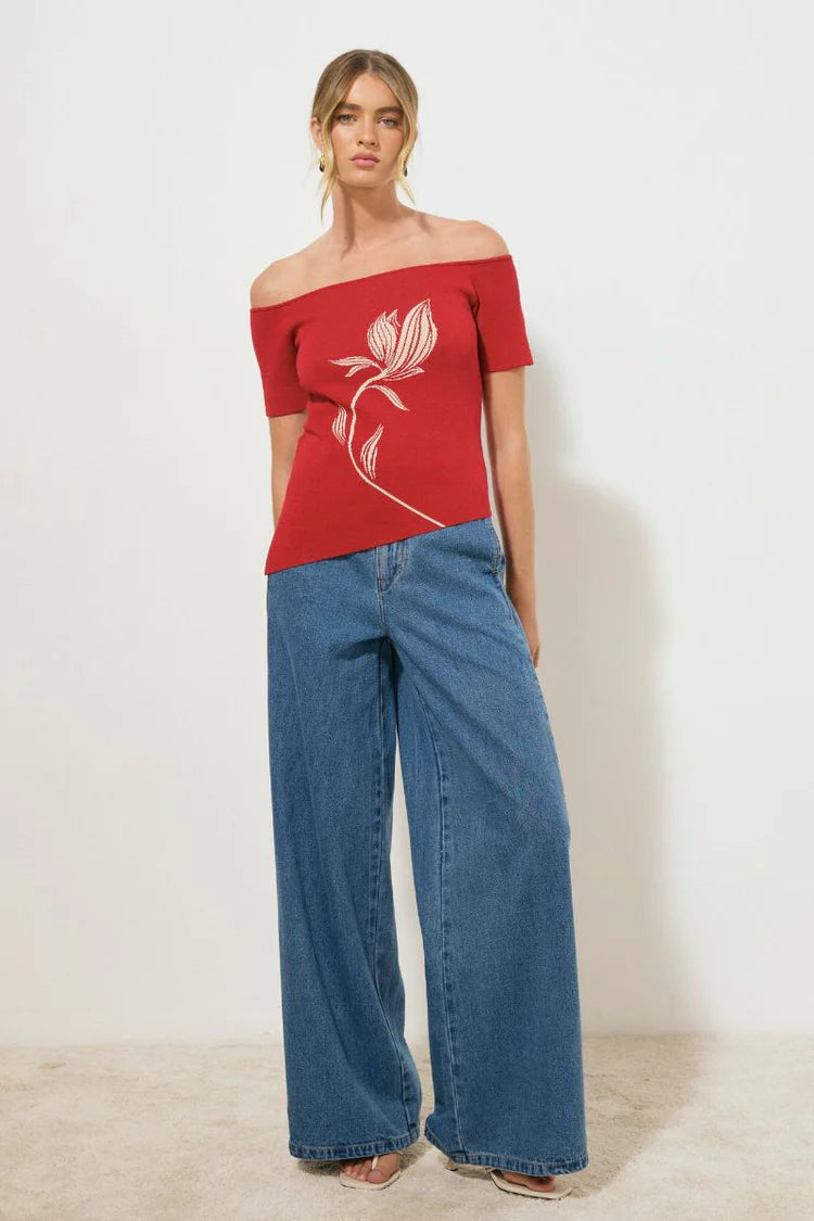 Tresor Knit Top Rose Red