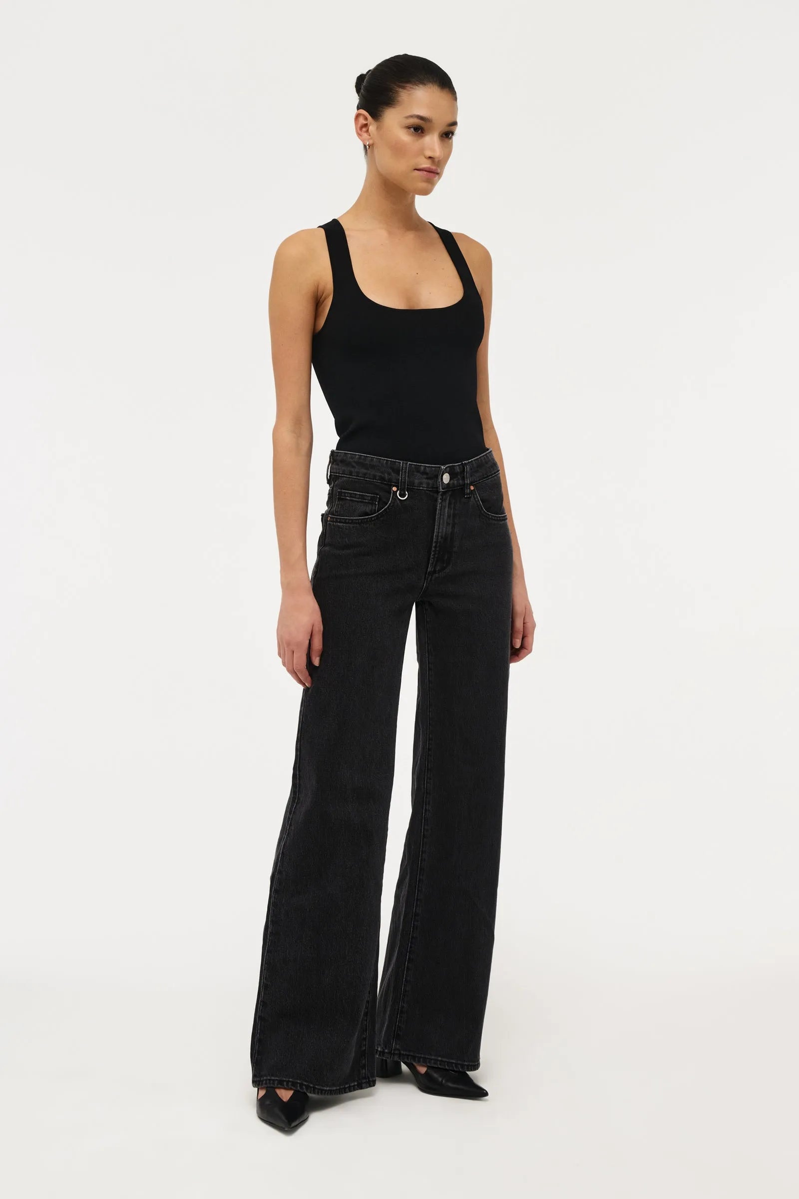 Eva Wide Jean French Black