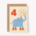 FOUR Elephant Bday Card