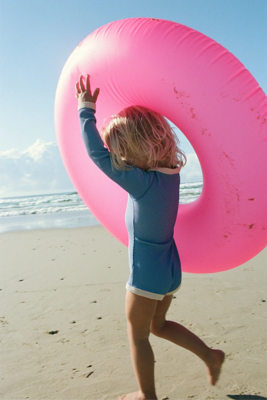 Mini Stripe Rashie Onesie Sky blue