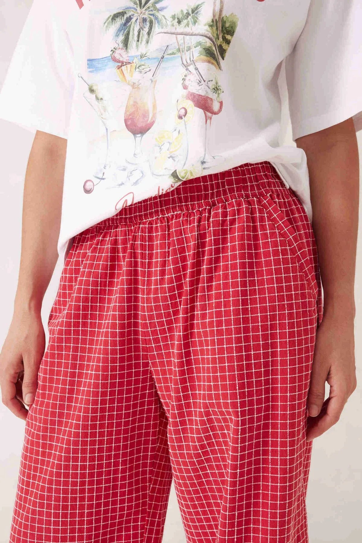Lounge Pant Red White Check