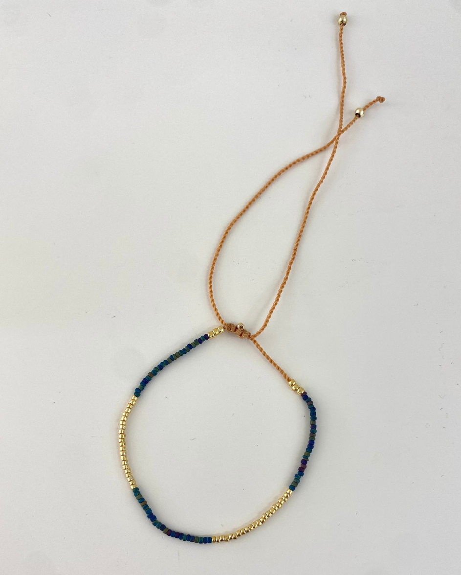 Gold Indigo Beaded Bracelet