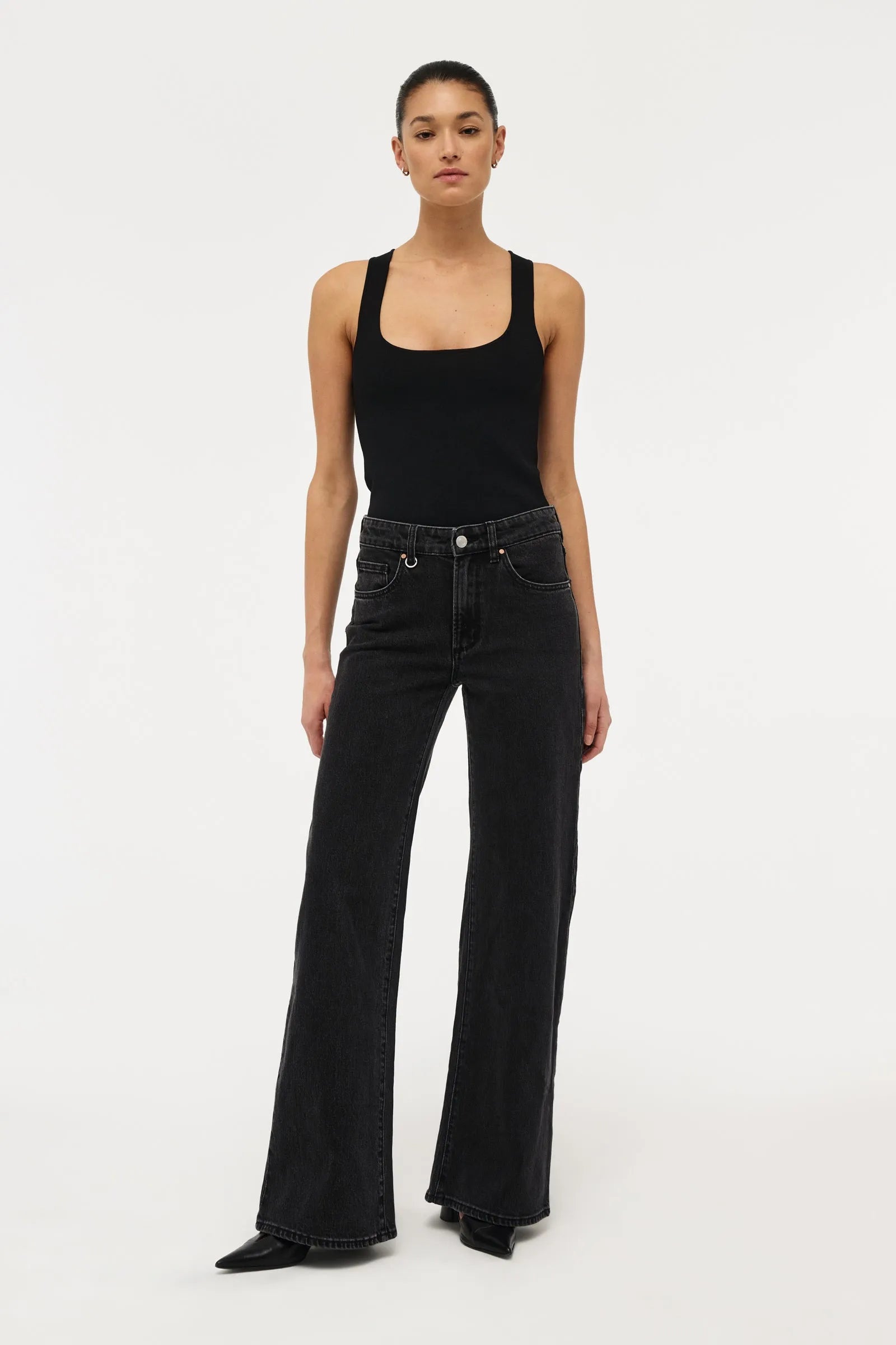 Eva Wide Jean French Black