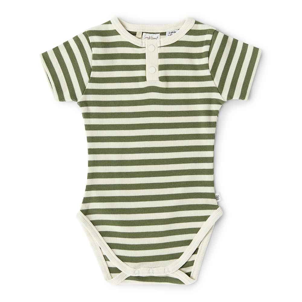 Olive Stripe SS Bodysuit